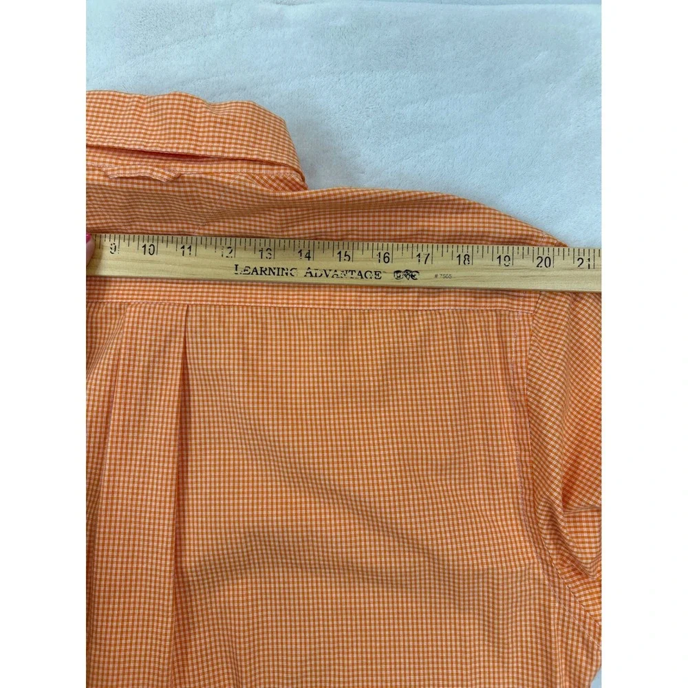 Tommy Hilfiger Shirt Mens M Orange Gingham Button Down Long Sleeve - Picture 6 of 8